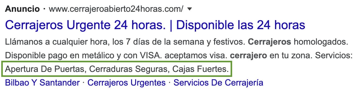 Extensiones de extractos de sitio