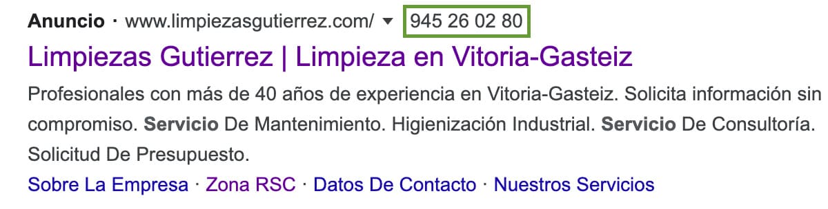 Extensiones de llamada desktop