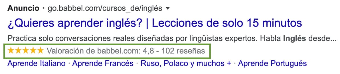 Extensiones de reseña