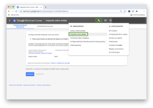 Impuesto sobre ventas Google Merchant Center