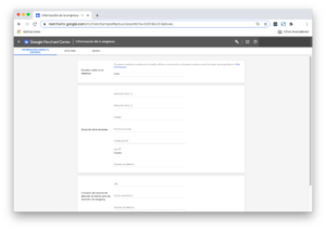 Información sobre la empresa Google Merchant Center