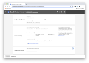 Servicio de transporte Google Merchant Center