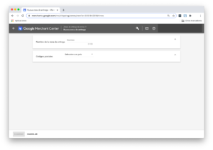 Zonas de entrega Google Merchant Center
