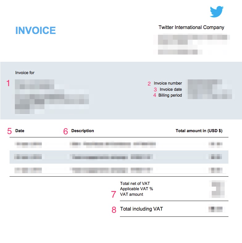 ejemplo factura Twitter