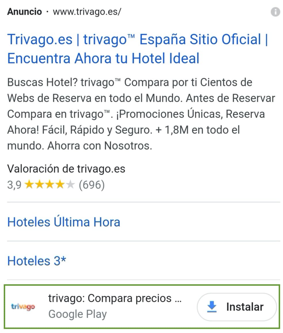 extensiones de aplicación