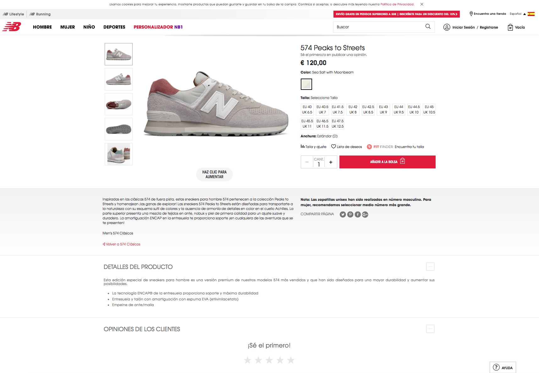 Ficha de producto en un ecommerce