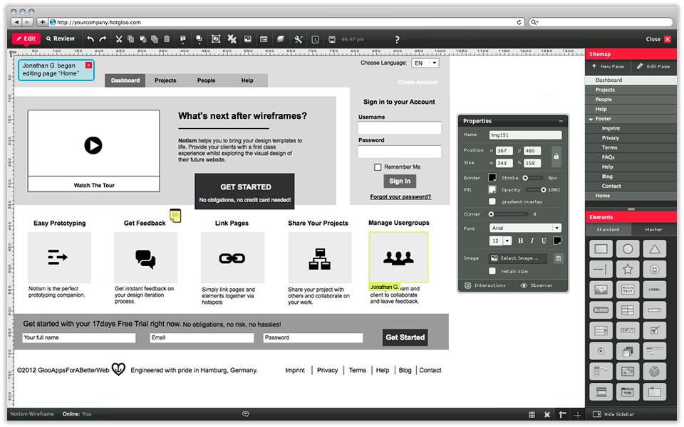 hotgloo wireframes