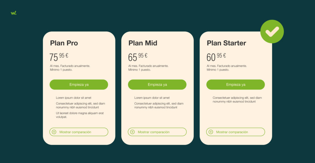 Los precios más altos delante de los más bajos.