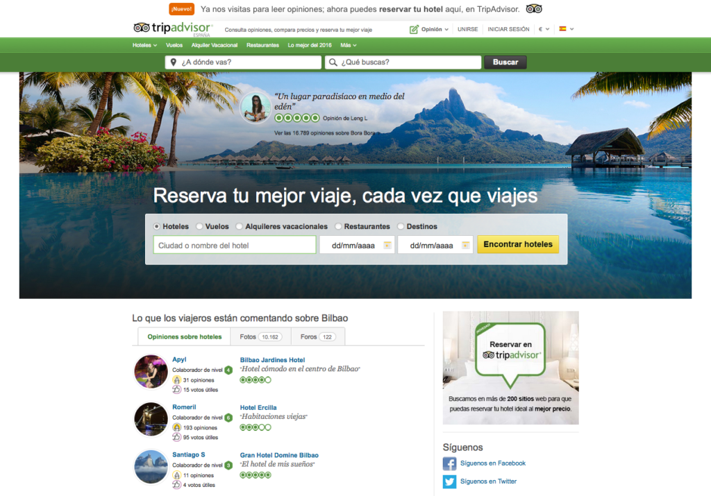 Gestión de redes sociales en sector turismo