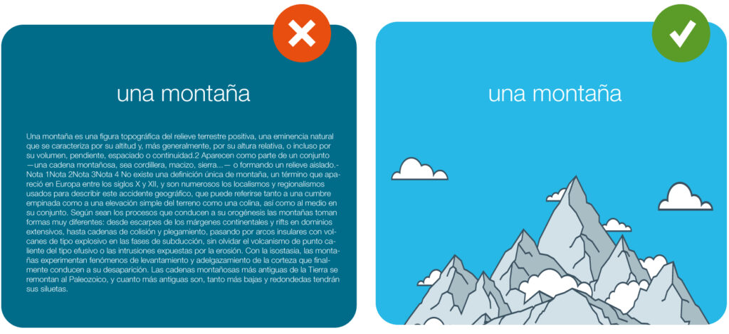 El uso de elementos visuales es otra excelente manera de dejar una huella en la memoria de los visitantes 