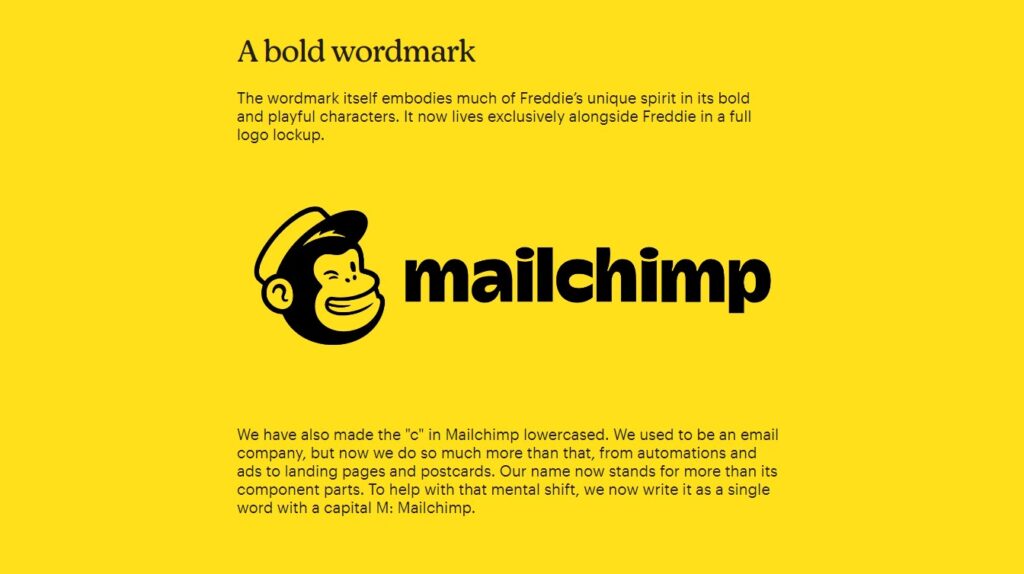 La repetición y la consistencia son las fórmulas de éxito en la implementación del Brandbook de Mailchimp.