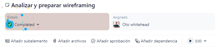 Clicar un check para completar una tarea en la aplicación Wrike, inicia una microinteracción de fuegos artificiales que multiplica la satisfacción de quitar algo de tu cola de trabajo y refuerza el hábito.