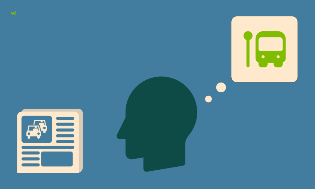 El sesgo de disponibilidad podría impulsarnos a conducir tras leer sobre la lentitud del transporte público.