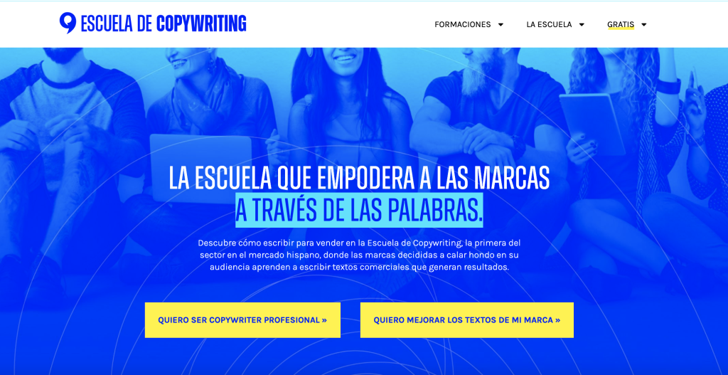 En la Escuela de Copywriting incluyen dos CTA centrados en los beneficios que va a conseguir el lector.