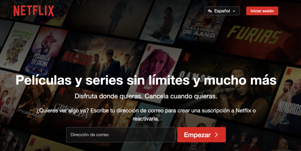 En el formulario de suscripción, Netflix menciona los beneficios de la plataforma.