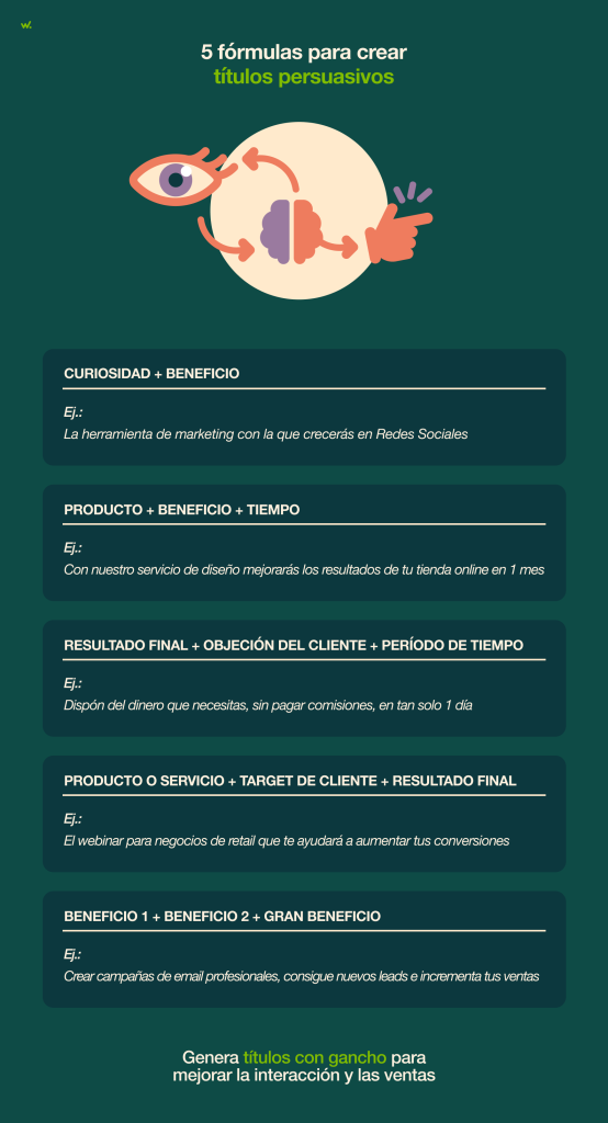 Cinco fórmulas para crear títulos persuasivos.