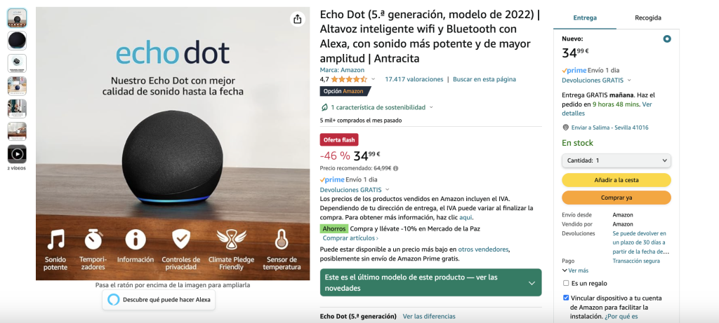 Amazon utiliza el sesgo de escasez para vender más.
