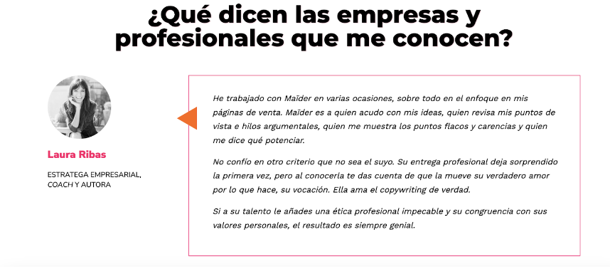 Incluye testimonios para activar la aprobación social.