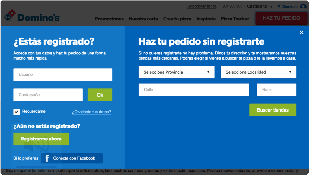 Registro de compra como invitado para reducir compromiso inicial